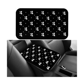 Zpana Car Center Console Cover, Waterproof Leather Bow Ribbon Vehicle Arm Rest Pad, Comfortable Automotive Interior Seat Box Armrest Protection Cushion Accessories, Universal Fit (Silver)