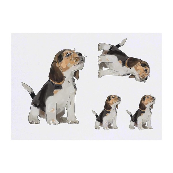 4 x 'Cute Beagle Puppy ' Temporary Tattoos - Water