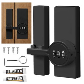 BigKing Türriegel mit Passwortsperre, Zinklegierung, mechanisches Zahlenschloss, Diebstahlsicherung 180° drehbar MK78, Türriegel für Schuppentüren, Garagentüren (schwarz)