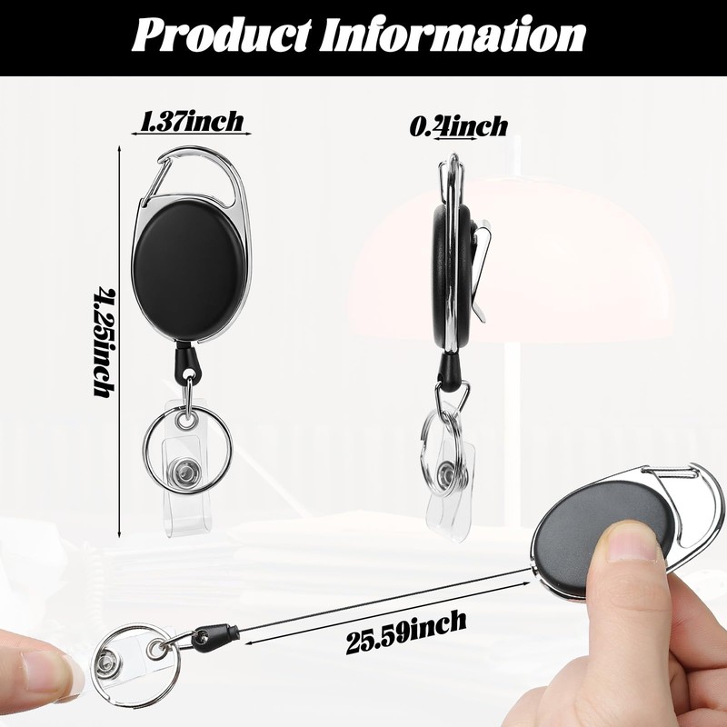 50 Pcs Badge Reels Retractable Heavy Duty Id Badge Holders
