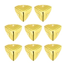 sourcing map 8PCS Metal Corner Protector 0.9 x 0.9 x 0.9 Inch Box Edge Guard Protector Zinc Alloy Cabinets Speaker Corners Protector for Furniture Decorative (Imprint Edge, Gold)