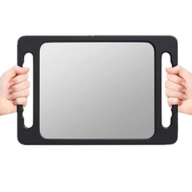 mpowtech Double Handle Mirrors(15.94" x 10.16") - Large Hand held Mirror with Handle,Barber Mirror Handheld,Salon Hand Mirrors,Barber Accessories, Black