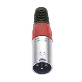 Keple 3 Pole XLR Plug, Red - Male Audio Mic Microphone DMX Plug Jack Plug, Nicked-Plated Adapter, Metal Construction Connector With Plastic Housing