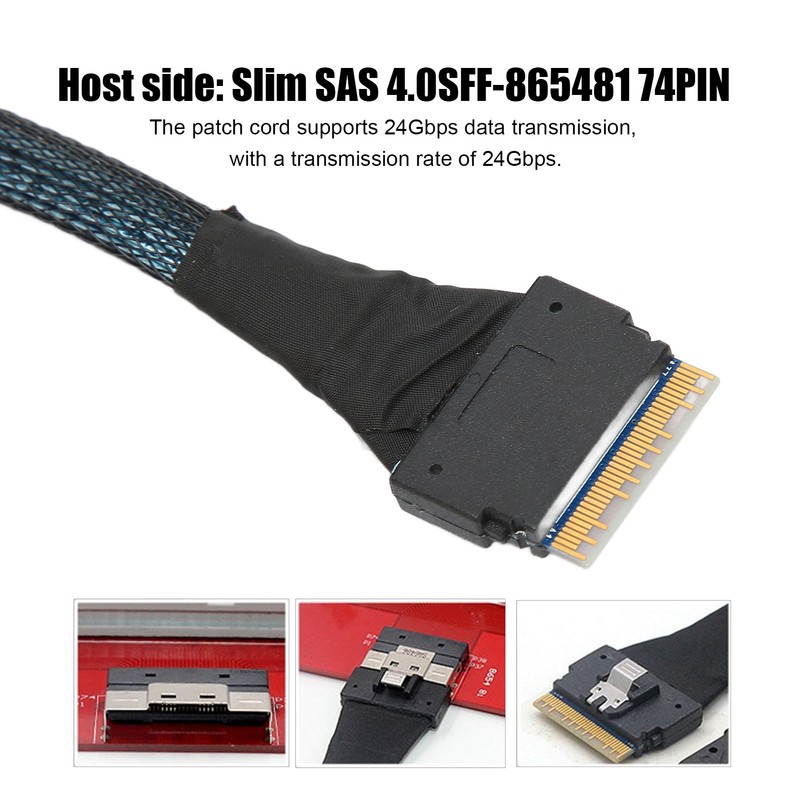 Data Transmission Cable Slim SAS SFF‑8654 8i to SFF‑8654 8i