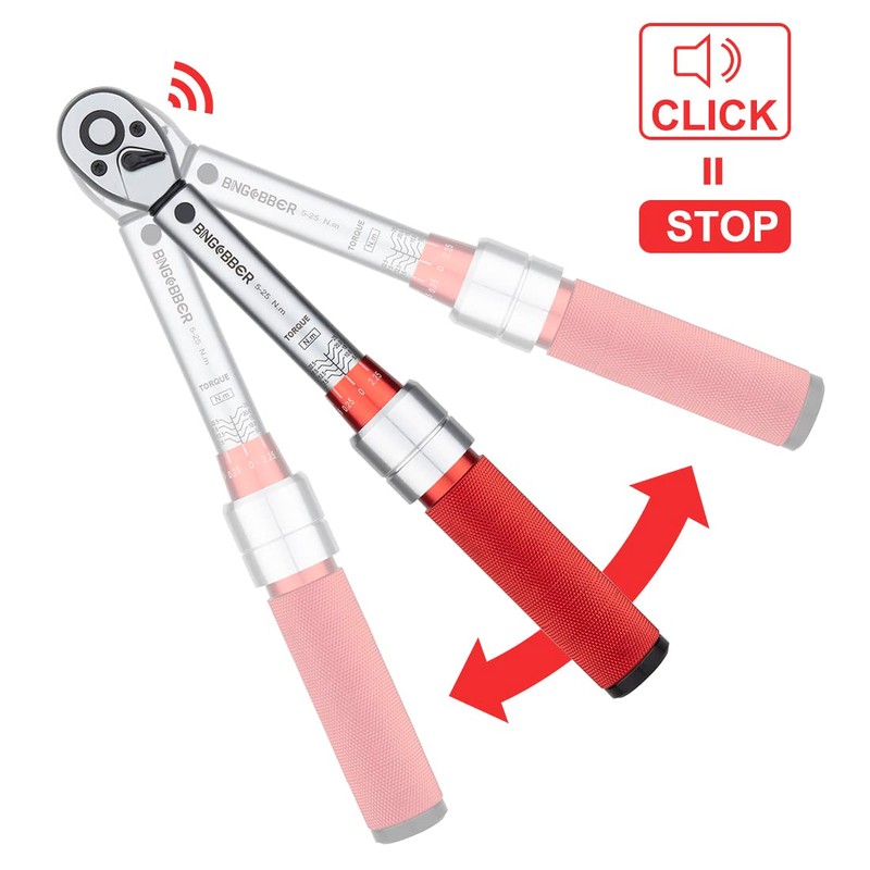 BINGCOBBER 1/4-inch Torque Wrench Set - Dual-Direction, 90-Tooth Ratchet Head,