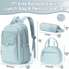 Fimibuke Kids Backpack for Girls, 3 PCS Waterproof Girls Backpack with Lunch Box & Pencil Case, Lightweight Bookbag Set for Kids Teen Girl Travel School Bag for Elementary Middle High School Students