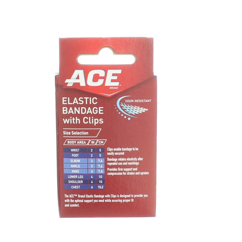 ACE 207314 Elastic Bandage with E-Z Clips, 3-Inch x 64-Inch