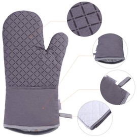 BESTONZON Oven Gloves and Pot Holder Set, Heat Resistant Non-Slip Oven Mitts, Suitable for Cooking, Baking, Grilling, Black