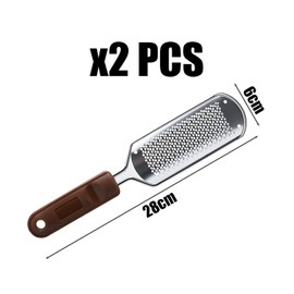 2 Stück Edelstahl-Fußfeilen, verkrustete Fußentferner, abgestorbene Haut, Fußpflege, geeignet für Männer und Frauen, geeignet für verkrustete und rissige Füße (Silber)