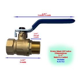 Garden Hose Shut Off Valve Hose Splitter Hose Connector Heavy Duty 3/4 Ball Valve With Brass Inlet and Outlet Water Valve Garden Hose Quick Connect Hose Attachment