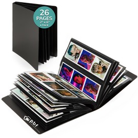 pbf Photo Booth Album | 2x6 Strips Memory Book | 26 Pages, Holds 104 Photos (Black, Wedding, 1-Pack)