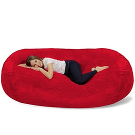 Chill Sack Bean Bag Chair Cover, 7-5-feet, Ultrafur - Red