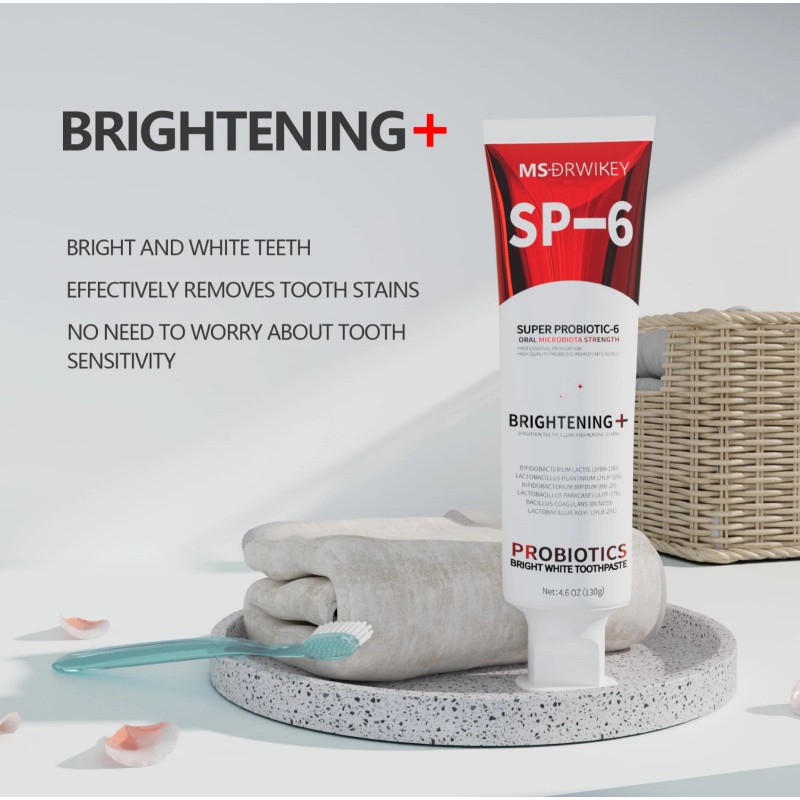 MSDRWIKEY SP-6 6-Probiotic Whitening Toothpaste Brighten & Balance Oral Health
