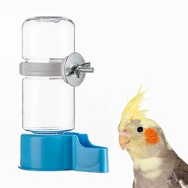 Pet Bird Automatic Water Feeder, 4.73 Fl Oz Parrot Water Dispenser, Bird Cage Suspended Automatic Water Dispenser for Parakeet Budgie Lovebirds Canary Cockatiel (Blue)