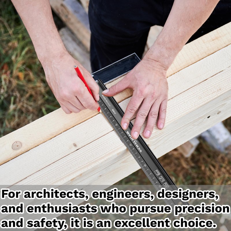 30CM Metal Ruler for Cutting, Raised Grip Aluminium Cutting Ruler