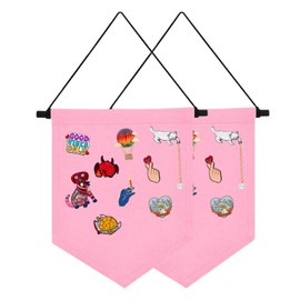 Leldlla 2PCS Wall Hanging Brooch Jewelry Canvas Storage Case Colorful Enamel Pin Badge Holder Earrings Necklace Display Banner Collection Organizer