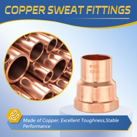 10-PACK GUOFIS 1/2Inch C x 1/2Inch FNPT Copper Female Adapter, LF Short Radius Fittings Adapter with Sweat Solder X FNPT Connection for Residential, Commercial(COPPER066)