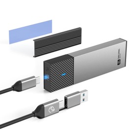 SANZANG M.2 NVMe SSD Enclosure, 2 in 1 Tool-Free NVMe Enclosure 10Gbps USB C 3.2 Gen 2 M.2 Enclosure Reader, Support UASP Trim M&B+M Keys for 2242/2260/2280 SSD