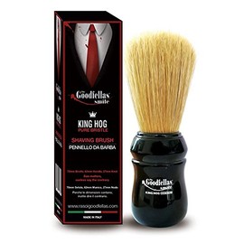 The Goodfellas' smile King Hog by Omega Brushes. Pure Bristle Shaving Brush. 70mm Bristle for Face Lathering -