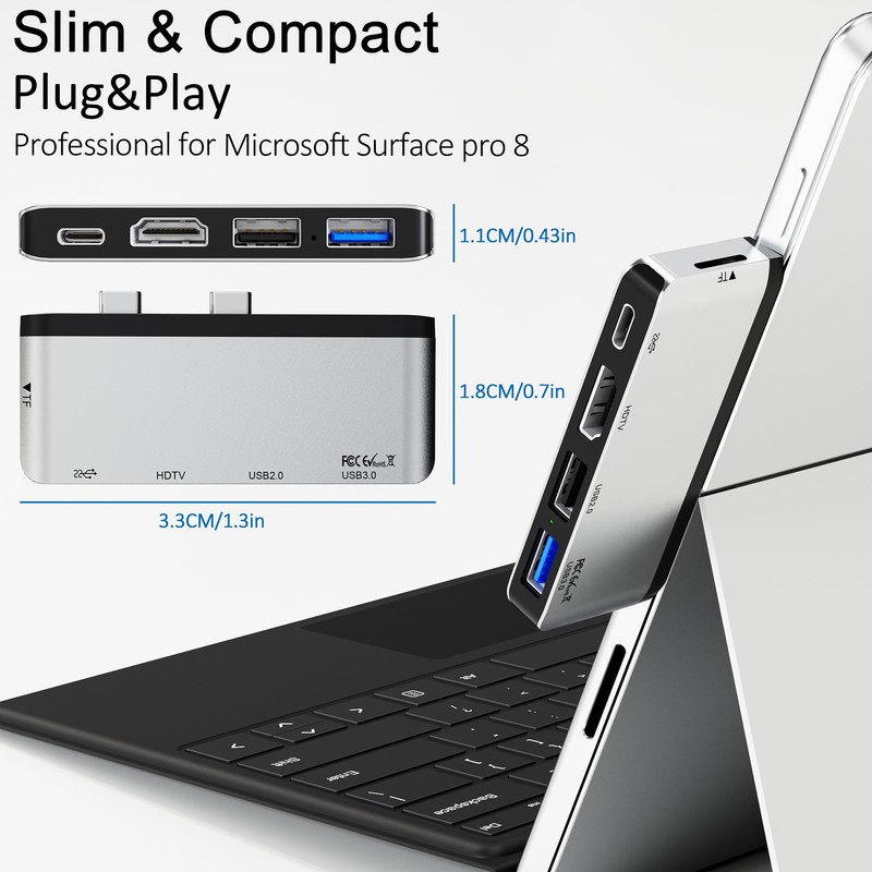 Surface Pro 8 Docking Station USB C Hub with Thunderbolt