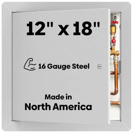 BEST BA-AHD 12" x 18" Metal Access Panel with Concealed Pin Hinge, LEED Compliant 16-Gauge Steel Access Door for Non-Rated Drywall/Ceilings, White Drywall Panel with Rounded Corners, Screwdriver Latch
