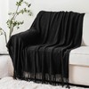 Battilo Black Throw Blanket with Fringe, Bed Throws for Home