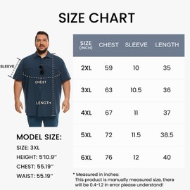 Big and Tall Mens Fishing Shirt UPF 50+ Sun Protection Shirt SPF Quick Dry Black 3XL