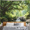 Lunerfex Forest Tree and Flowing Water Tapestry, Serene Landscape Wall