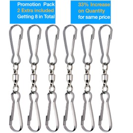 HS's Creation 6 Pack Dual Clips Swivel for Spinning Hanging Wind Spinner Wind Chimes Spiral Tails Twisters Windsocks Bird Feeders Party Supply No Worry for Tangled or Twisted Wire