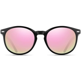 DUCO 1230 Women's Sunglasses, Polarized Sunglasses, Black, UV Protection, For Driving, Stylish, Small Face, Glasses Case Included, multicolor (black / pink)