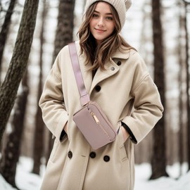 UTO Fanny-Pack-for-Women-Belt-Bag Leather Vegan Waist Pack Lightweight Travel Chest Crossbody Shoulder Purse CA