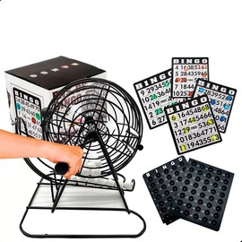 Bingo Juego Mesa Tombola Metal Juegos Clásicos y Tradicionales, Entretenimiento Familiar, Set de Juego