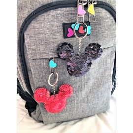 itisyours 12 pc Mickey Sparkly BLINK Plush Reversible Sequin 3" Key Chain Appeal Backpack