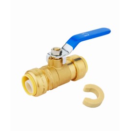 EFIELD Push-Fit 1/2" X/“1/2" Full Port Ball Valve With A Disconnect Clip, Blue Handle, UPC Certified (1/2-inch)