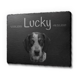 CHRISCK design Beautiful Memorial Plaque for Dogs Cats and Pets Gravestone with Engraving for Animals Cat Gravestone Slate 20 x 15 cm