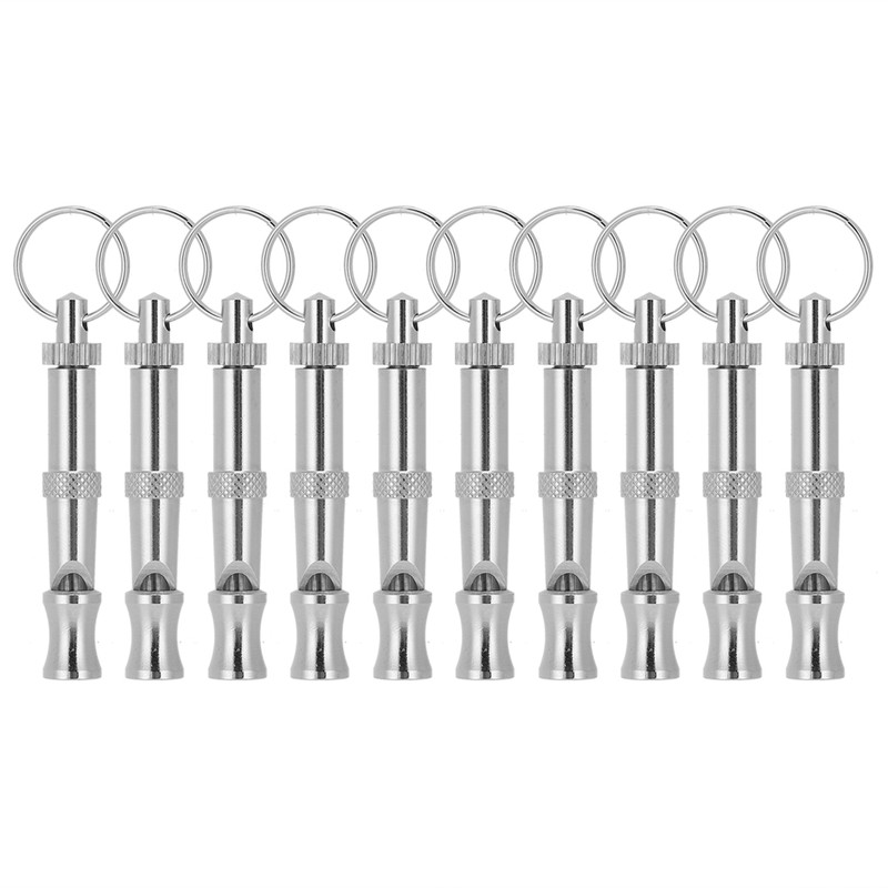 10PCS Adjustable Dog Whistle Trainer Sound Waves Stainless Steel Pet
