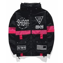 AITFINEISM Men's Lightweight Windbreaker Jacket Casual Zip Up Jackets With Hooded (XX-Large, Black)