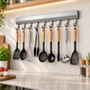 Aluminum Alloy Wall Mounted Kitchen Storage Rack with Hooks, Multi-Function