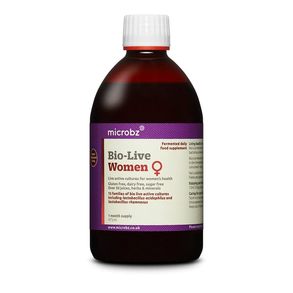 Microbz Bio-Live for Women (475ml) Bio Cultures Probiotic Liquid Supplement - Multi Strain Fermented Liquid Formula with Bio Live Active Natural Cultures for Everyday Oral Use (Single)