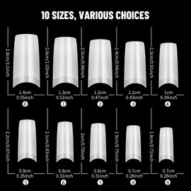 Nail Tips and Glue, Venares Fake Nail Tips Oval 500Pcs 10 Size French Tip False Nails with Glue Nails Files Nail Buffer Blocks Nail Brush Nail Clipper, Natural Falses Nail Tips and Glue Gel Kit