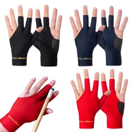 6 Pcs Billiard Gloves, 3 Fingers Pool Gloves Billiard Gloves, Non-Slip Breathable Left Hand Snooker Cue Sport Glove Billiard Pool Glove Pool Billiard Accessories for Women Men