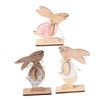 Ipetboom 3pcs Wooden Easter Bunny Decorations Cartoon Style Rustic Rabbit