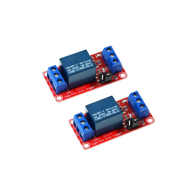 2PCS 1-Channel 12V Relay Module with Optocoupler Isolation – High/Low