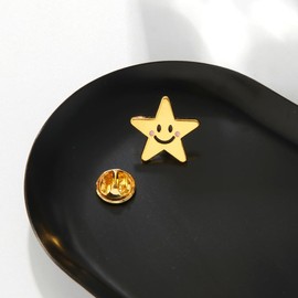 Cute Smile Star Enamel Lapel Pins Gold Star Pin Collar Hat Bag Shirt Clothing Brooch Novel Badge Gifts Jewelry (1 Piece, Smile Star)