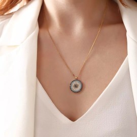 Pergen 14k Gold Plated Evil Eye Necklace, Christimas Gift for Women, Elegant Gift