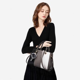 NICOLE & DORIS 2024 New Handbags for Women Fashion Ladies Handbags & Shoulder Bags Designer Top Handle Bag with Pompom Gray