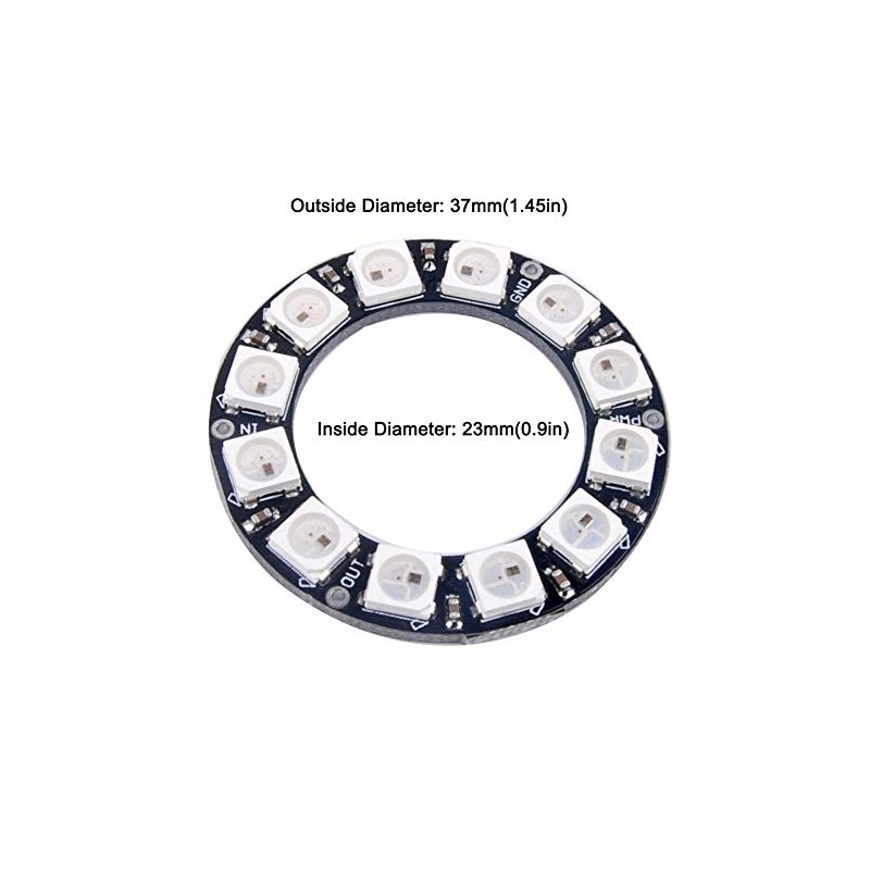 DIYmall 12 X WS2812B RGB LED Ring 12 Bits WS2812