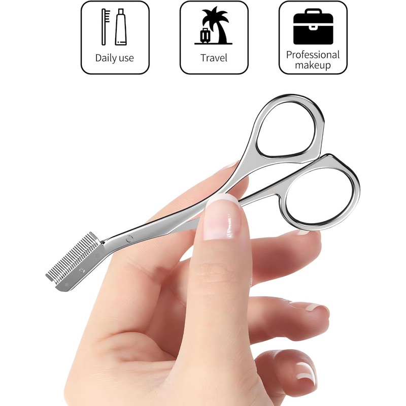 Eyebrow Trimmer Scissors with Comb Grooming Scissors for Women/Men, Easy