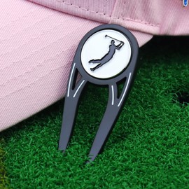 Golf Divot Tools, Ball Marker Magnetic Metal Divot Repair Tool, Alignment Green Turf Fork Putting Divot Tool for Golfer