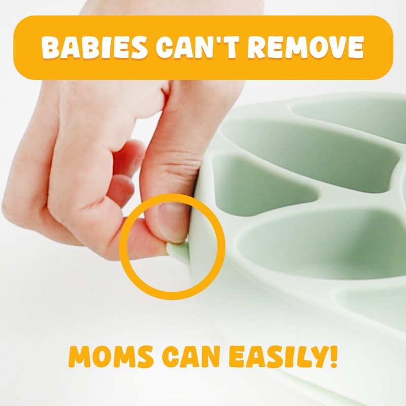 SILUNITY Baby Suction Plate Green Rabbit Made in Korea Silicone